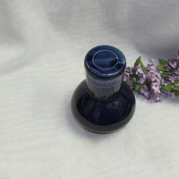 Vintage Water Carafe Small Blue Art Pottery Decanter Bottle HORIZON JAPAN Retro - Picture 2 of 5